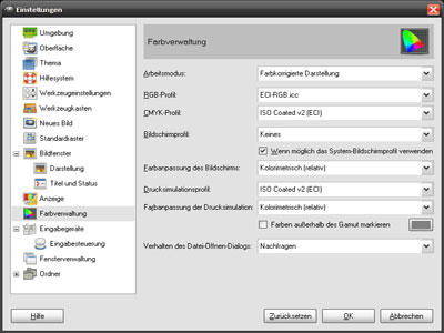 Farbmanagement Gimp